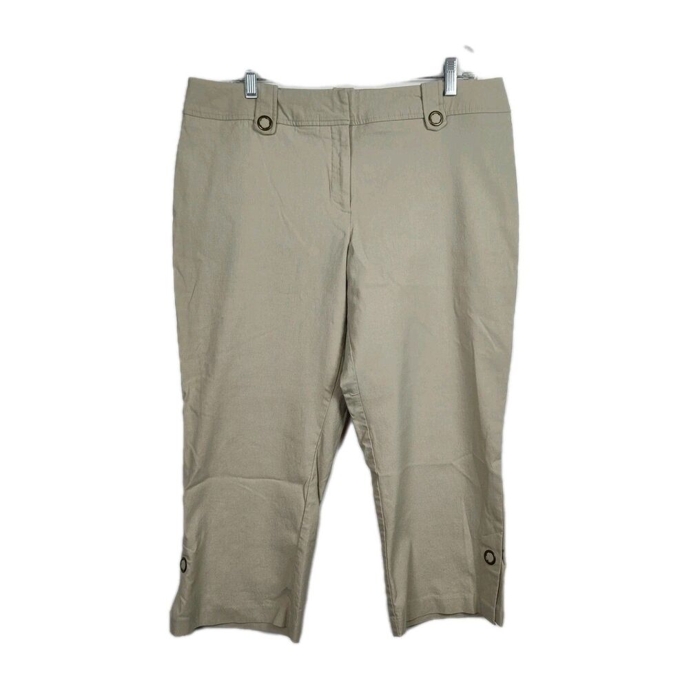 Tribal Stretch-Extensible Capri Pants Women's Size 14 Khaki Stretchy